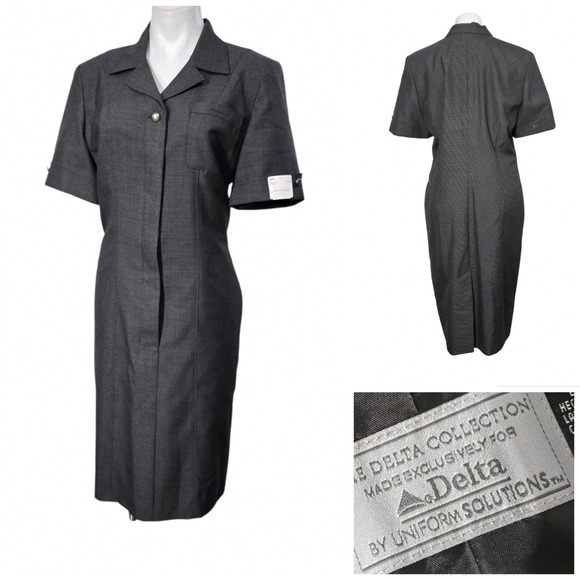 The Delta Collection by Uniform Solutions Dresses & Skirts - The Delta Collection Uniform Dress Grey 12R houndstooth short sleeve wool blend